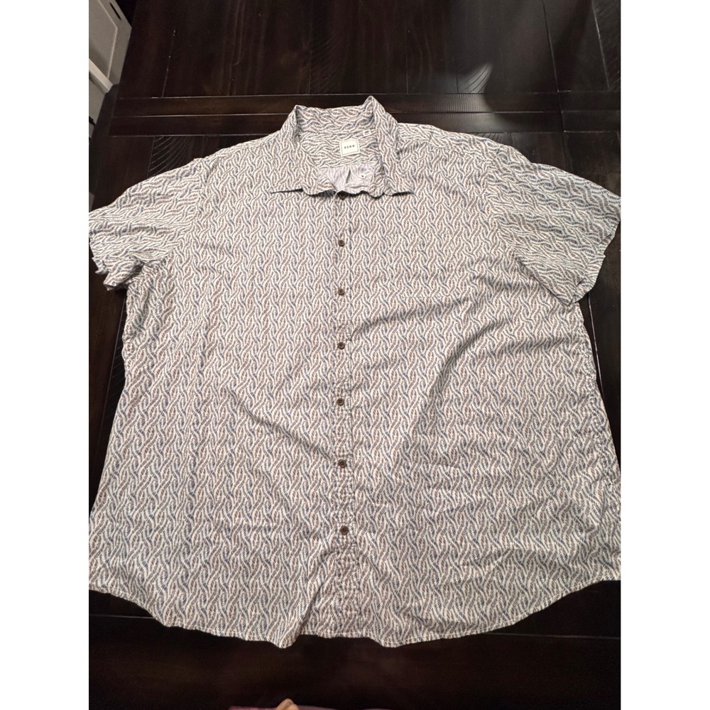 Lot of 2 ROWM Mens Short Sleeve Button Down Shirts Size 4XB Blue Pattern Solid